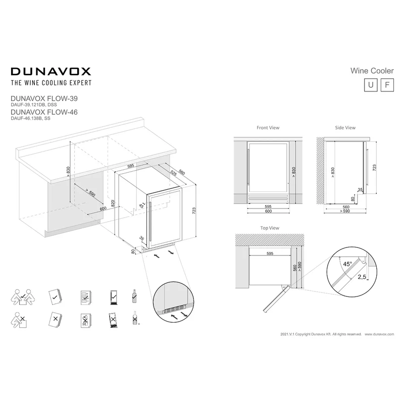 Weinkühlschrank 39 Flaschen Dunavox Flow-39 Black