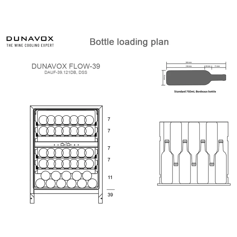 Weinkühlschrank 39 Flaschen Dunavox Flow-39 Black