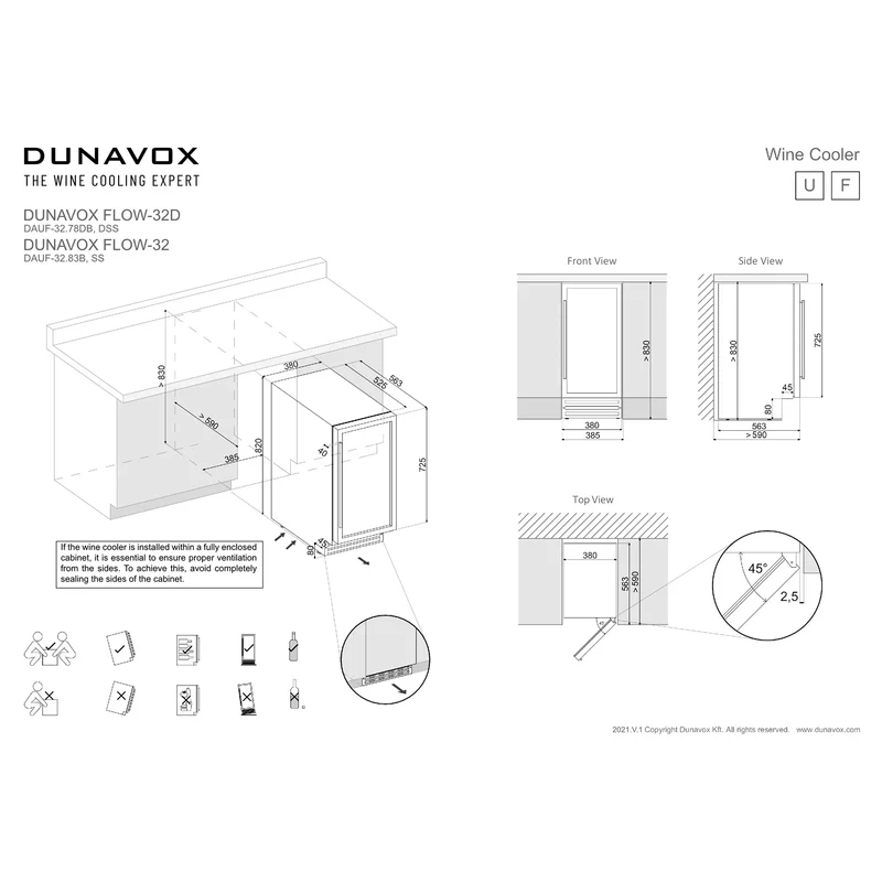 Weinkühlschrank 32 Flaschen Dunavox Flow-32D Black