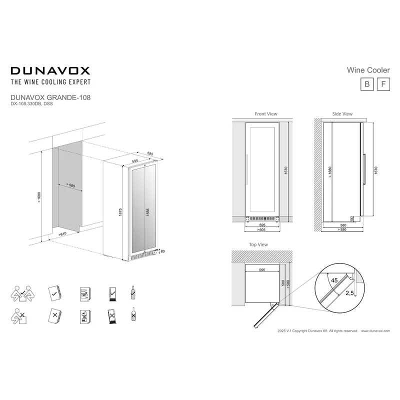 Weinkühlschrank 108 Flaschen Dunavox Grande-108 Black