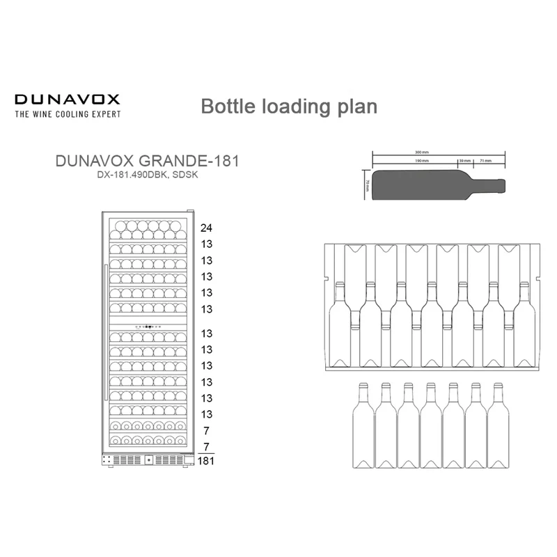 Weinkühlschrank 181 Flaschen Dunavox Grande-181 Black