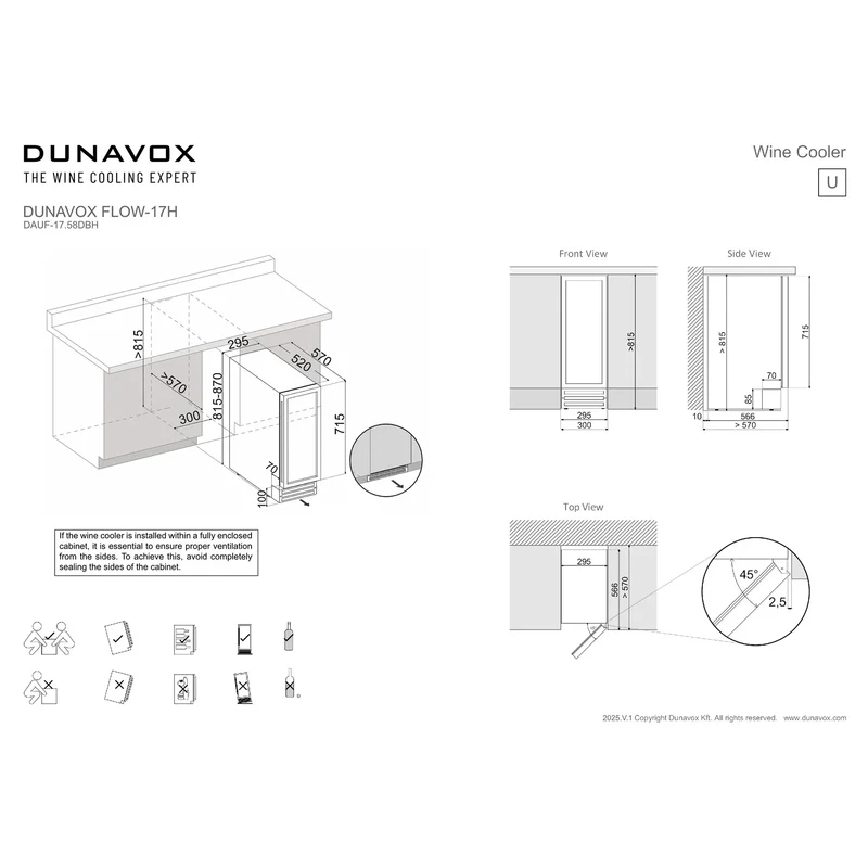 Weinkühlschrank 17 Flaschen Dunavox Flow-17H