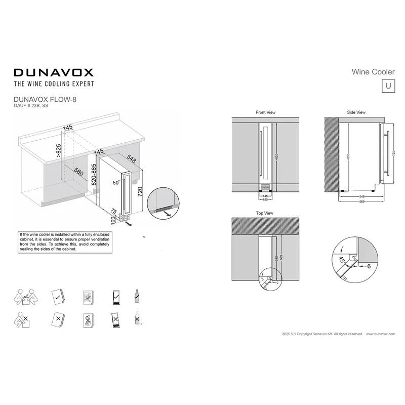 Weinkühlschrank 9 Flaschen Dunavox Flow-8 Black