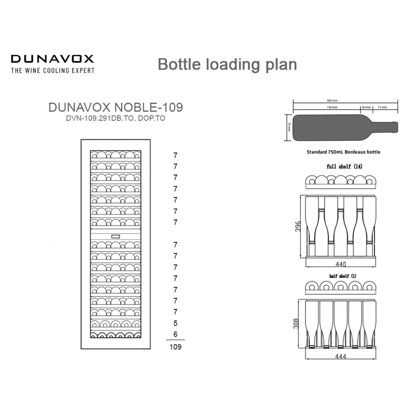 Weinkühlschrank 109 Flaschen Dunavox Noble-109 Black