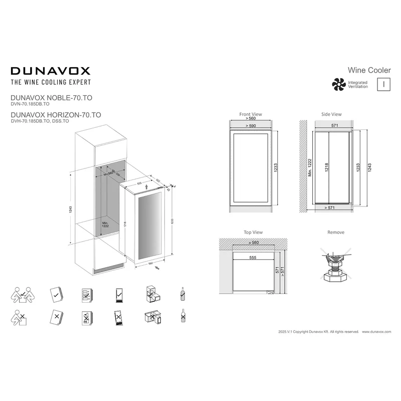 Weinkühlschrank 70 Flaschen Dunavox Horizon-70 Stainless