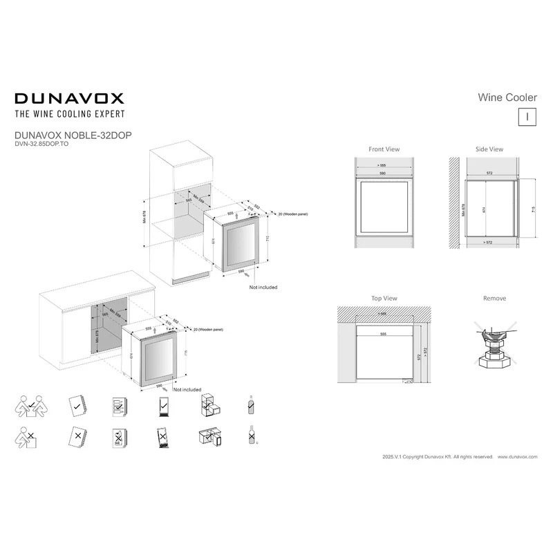 Weinkühlschrank 32 Flaschen Dunavox Noble-32 Panel Ready