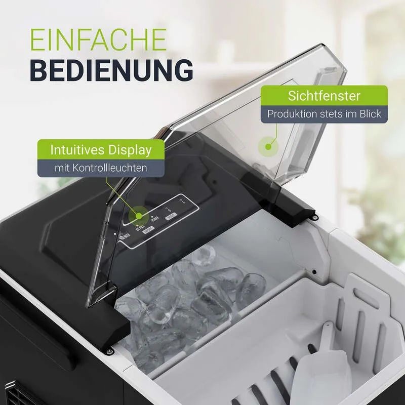 B-Ware Eiswürfelmaschine IceOracle Selbstreinigung 12kg Eis pro Tag 2 Größen schwarz