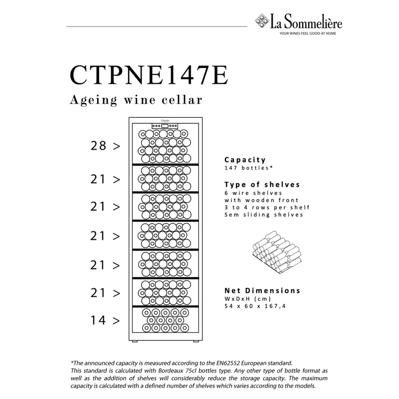Weinkühlschrank 147 Flaschen La Sommelière CTPNE147E