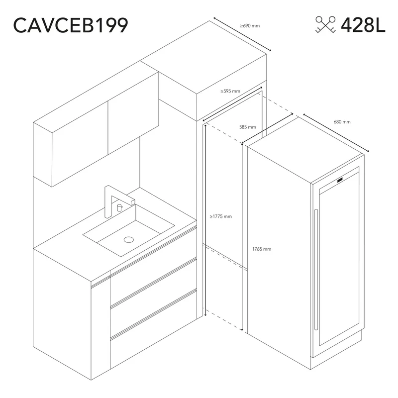Weinkühlschrank 199 Flaschen Les Petits Champs CAVCEB199