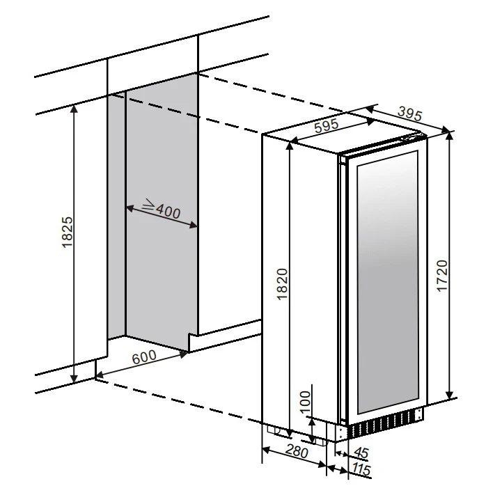 Weinkühlschrank 57 Flaschen mQuvée WineCave Slim 182D Fullglass Black