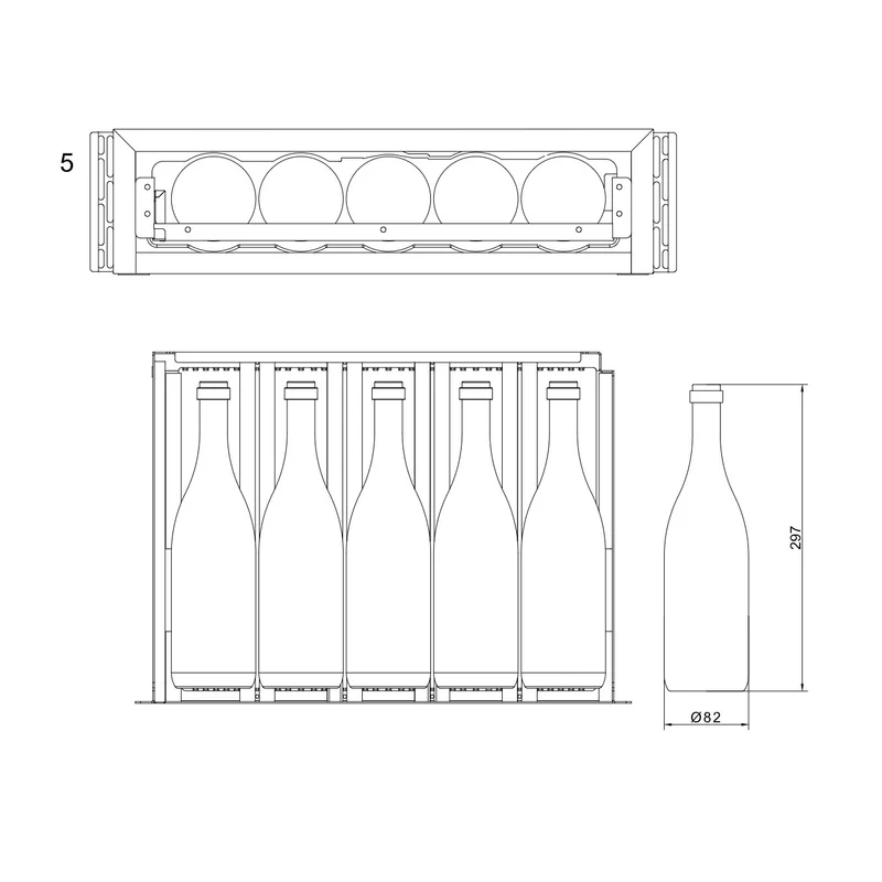 Weinkühlschublade WineKeeper Exclusive 5S Fullglass Black Push-Pull