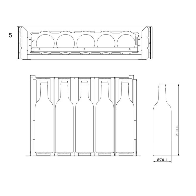 Weinkühlschublade WineKeeper Exclusive 5S Fullglass Black Push-Pull