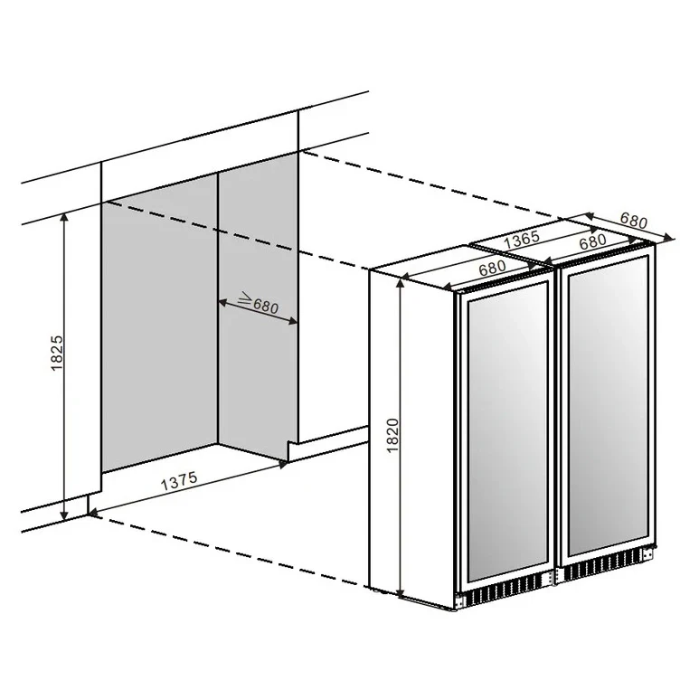 Weinlimaschrank 546 Flaschen mQuvée Velvet 220 Glass Double Door