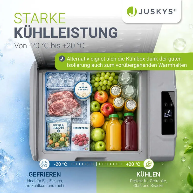 B-Ware Kühlbox Kompressor Yukon 30 L Campingbox App-Steuerung USB grau 12/24/230V