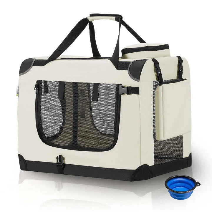 B-Ware Hundebox Auto faltbar Lassie Hundetransportbox Tragegriff Liegedecke Beige 50x70