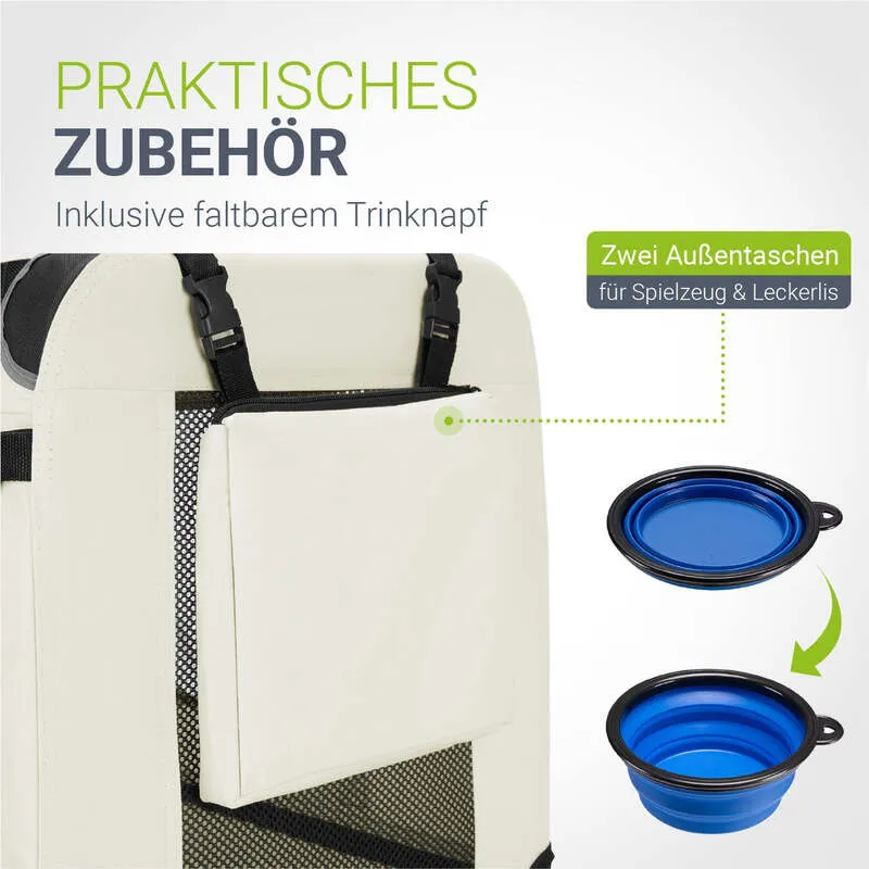 B-Ware Hundebox Auto faltbar Lassie Hundetransportbox Tragegriff Liegedecke Beige 50x70