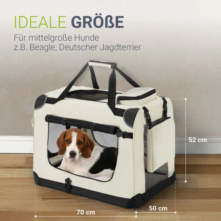 B-Ware Hundebox Auto faltbar Lassie Hundetransportbox Tragegriff Liegedecke Beige 50x70
