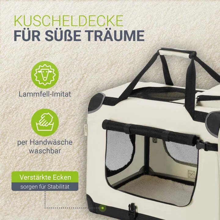 B-Ware Hundebox Auto faltbar Lassie Hundetransportbox Tragegriff Liegedecke Beige 50x70