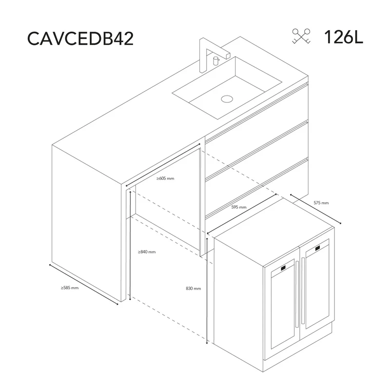 Weinkühlschrank 42 Flaschen Les Petits Champs CAVCEDB42