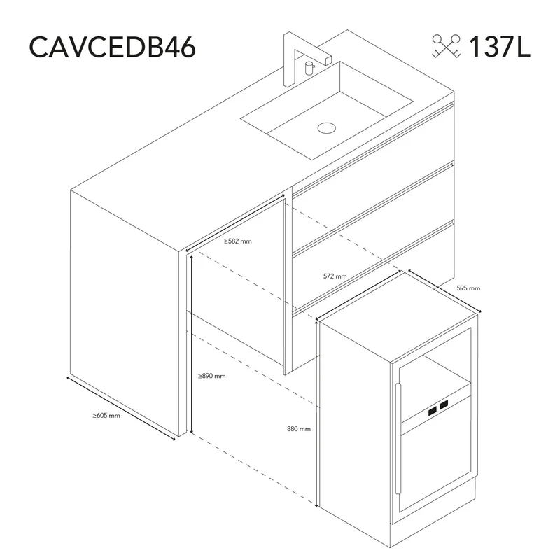 Weinkühlschrank 46 Flaschen Les Petits Champs CAVCEDB46