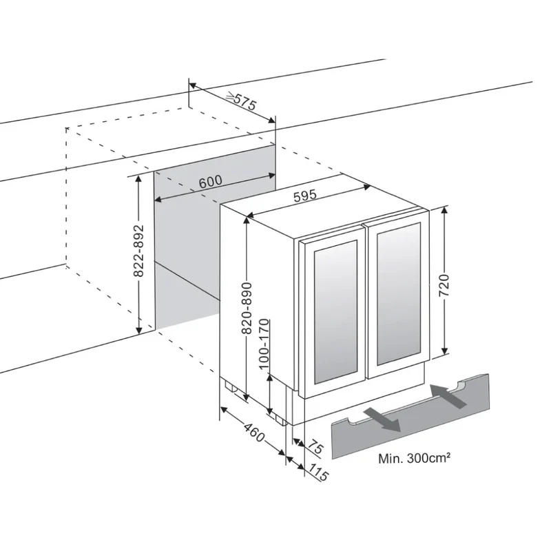 Weinkühlschrank 31 Flaschen mQuvée WineCave 60D2 Anthracite Black