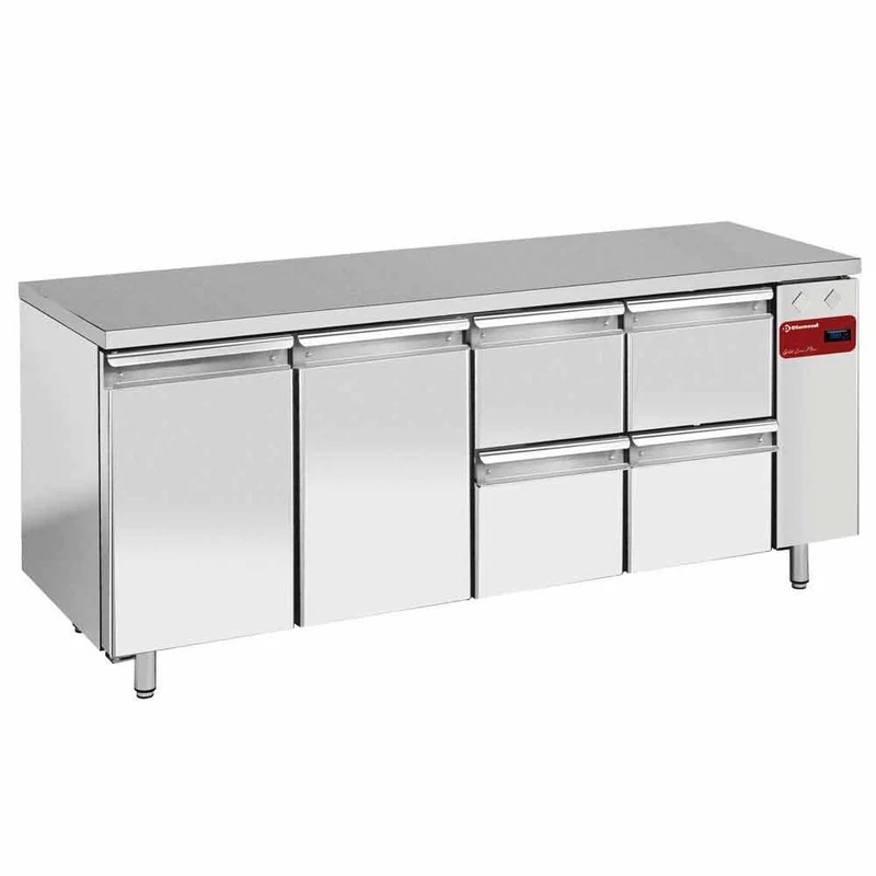 Profi Kühltisch Edelstahl , 262 cm Arbeitsfläche , Umluftkühlung, TS4N/H_2XK1/2-H