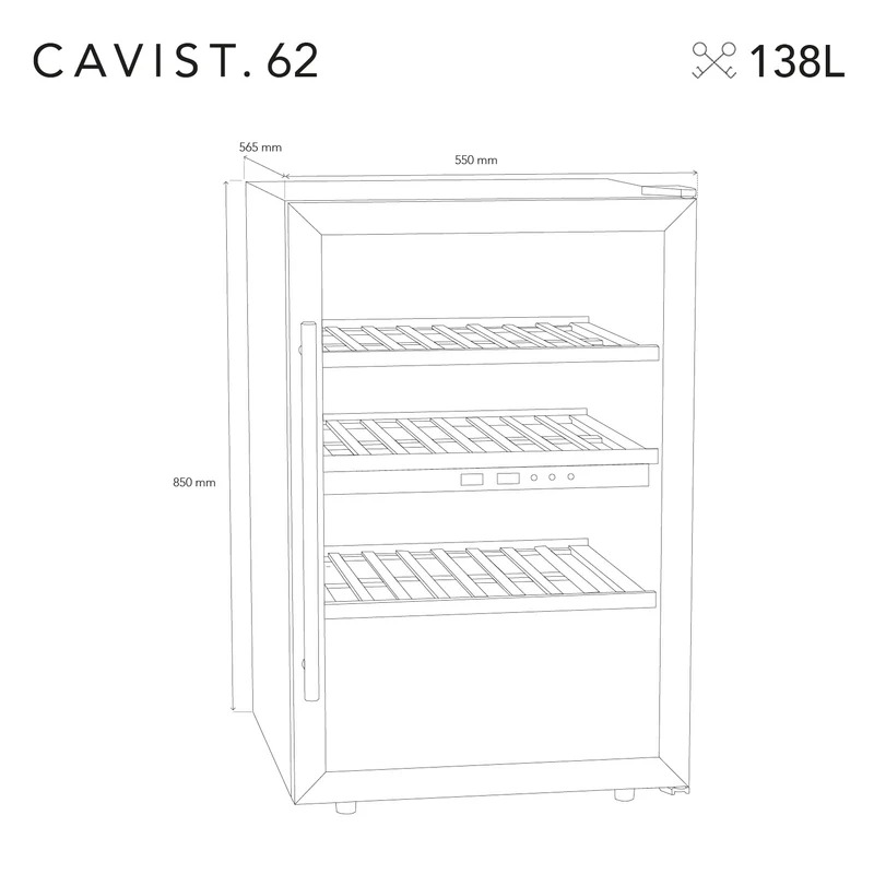 Weinkühlschrank 62 Flaschen Les Petits Champs CAVCDB62