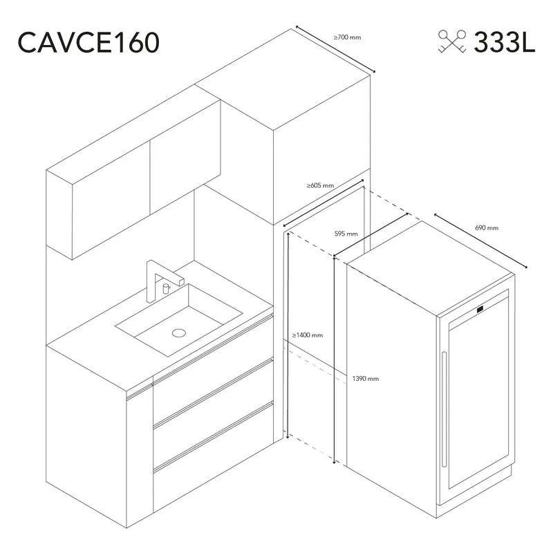 Weinkühlschrank 160 Flaschen Les Petits Champs CAVCE160