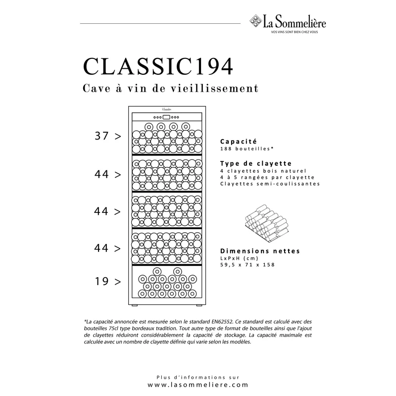 Weinkühlschrank 188 Flaschen La Sommelière CLASSIC194