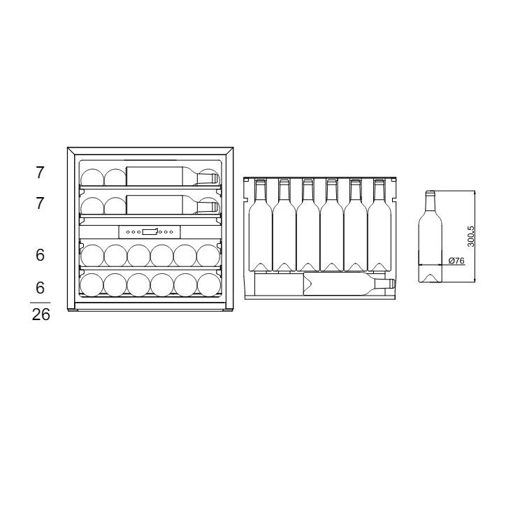 Weinkühlschrank 26 Flaschen mQuvée WineKeeper Exclusive 25D Push/Pull FullGlass Black
