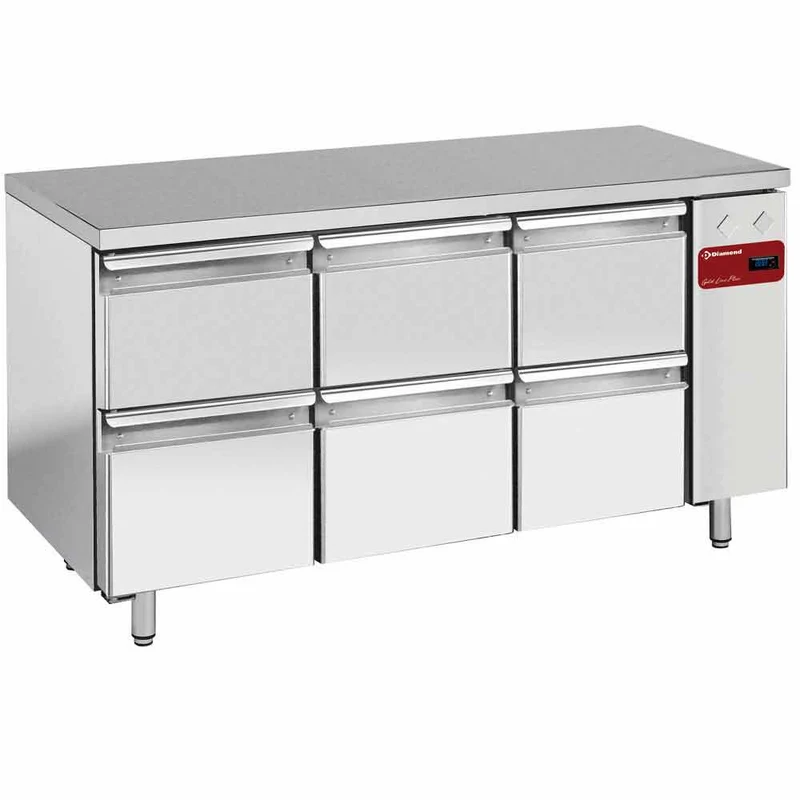 Profi Umluft-Kühltisch EN 600x400 , 120 cm breit , Edelstahl mit Befeuchtung, TS3N/H_3XK1/2-H