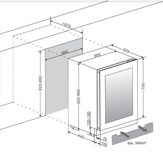 Weinkühlschrank 31 Flaschen mQuvée WineCave Exclusive 700 60D Push/Pull