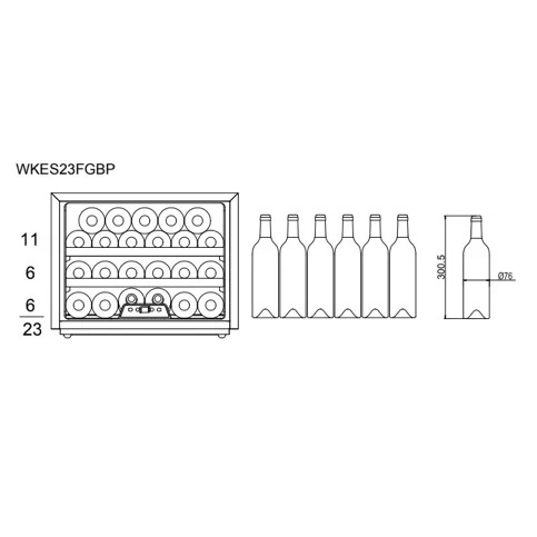Weinkühlschrank 23 Flaschen mQuvée WineKeeper 23S Fullglass Black Push/Pull