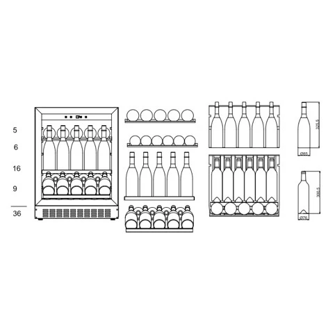 Champagnerkühlschrank 36 Flaschen mQuvée WineCave 700 60S Anthracite Black