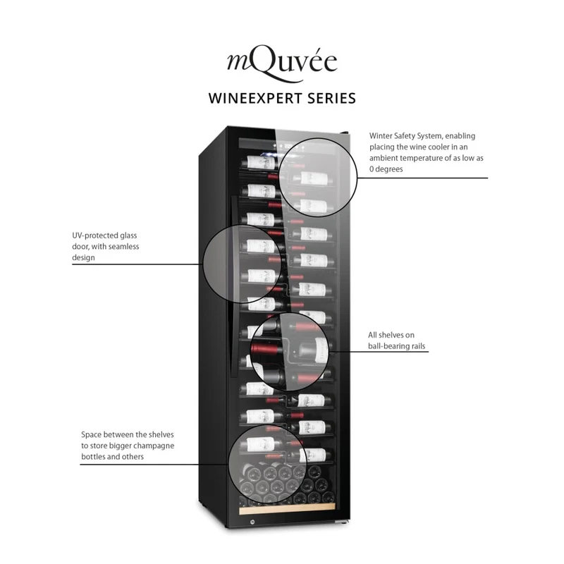 Weinkühlschrank 180 Flaschen mQuvée WineExpert 180 Fullglass Black