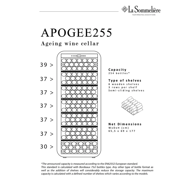 Weinkühlschrank 254 Flaschen La Sommelière APOGEE 255N