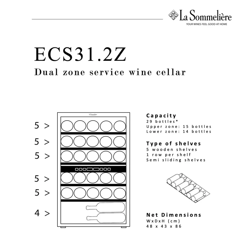 Weinkühlschrank 29 Flaschen La Sommelière ECS31.2Z