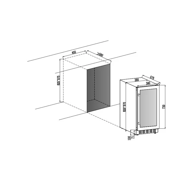 Weinkühlschrank 28 Flaschen Cavin Arctic Collection 40D Fullglass Black