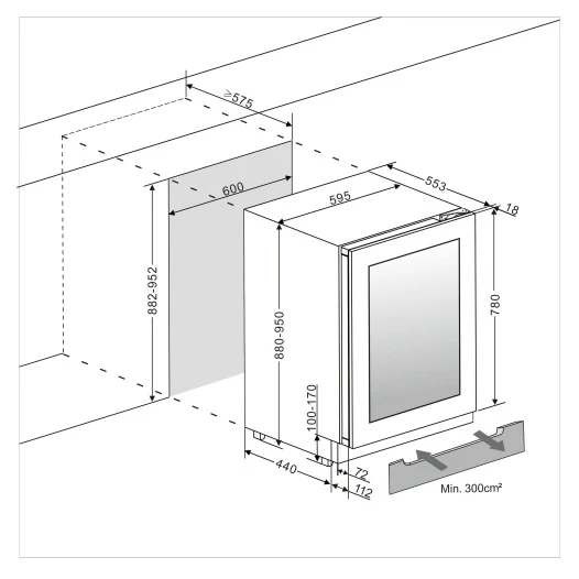 Weinkühlschrank 53 Flaschen mQuvée WineCave 780 60D Panel Ready