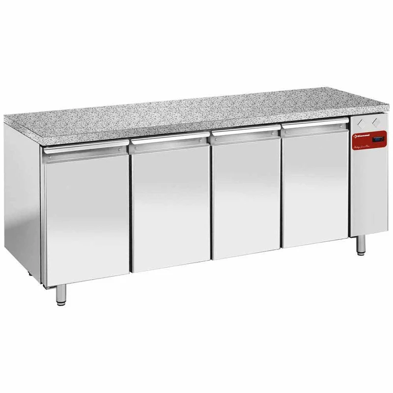 Tiefkühl-Arbeitstisch mit Granitplatte , 4 Türen , 600x400 , für externes Aggregat, TPS4B/HG