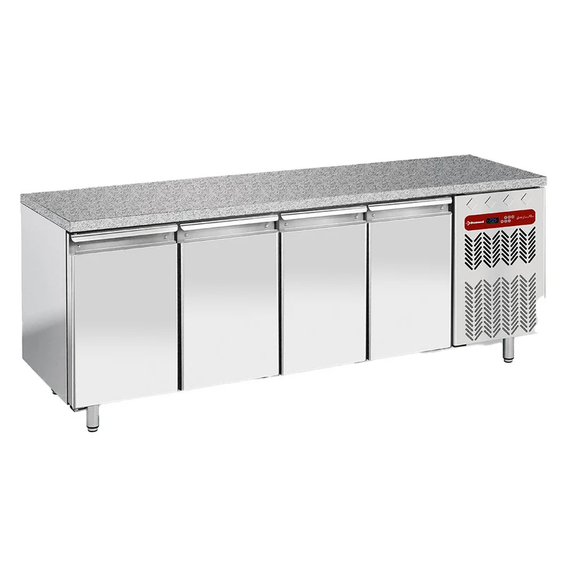 Pizzakühltisch mit Granitplatte , 4 Türen , für 600x400 Bleche, TP4N/HG-R2