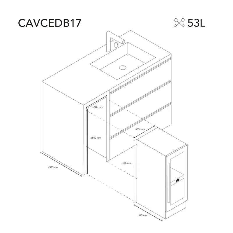 Weinkühlschrank 17 Flaschen Les Petits Champs CAVCEDB17