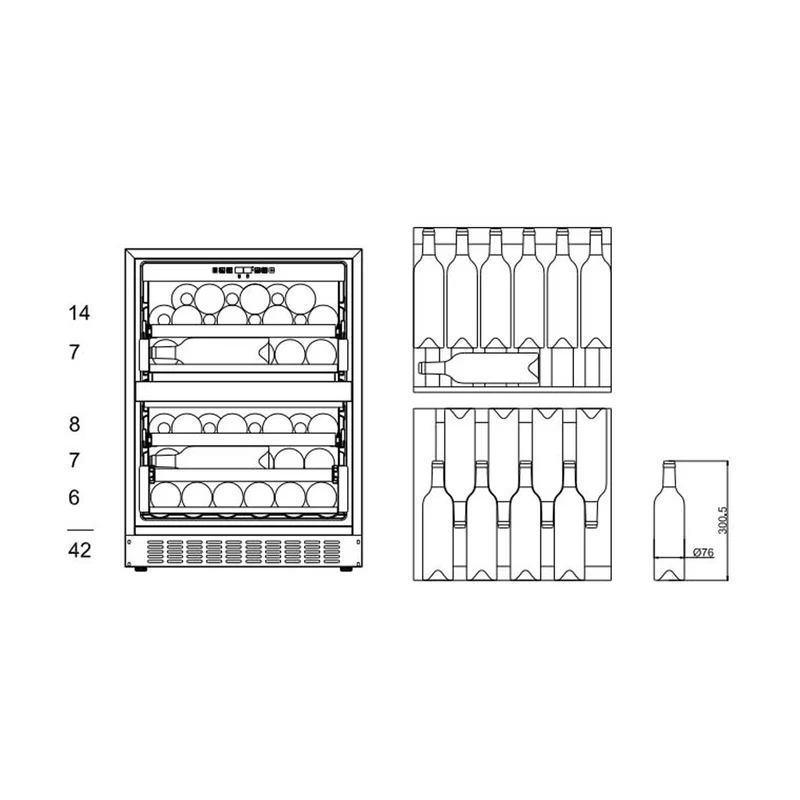 Weinkühlschrank 44 Flaschen mQuvée WineCave 60D Fullglass Black