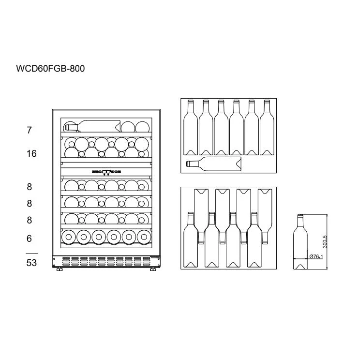 Weinkühlschrank 53 Flaschen mQuvée WineCave 800 60D Fullglass Black