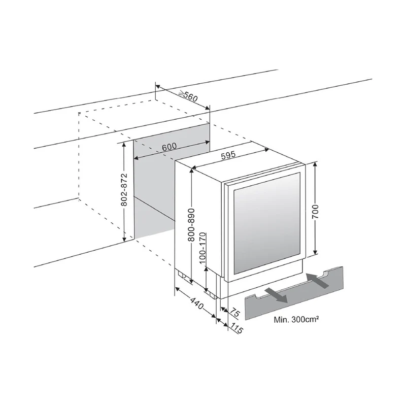 Weinkühlschrank 45 Flaschen mQuvée WineCave 700 60D Anthracite Black
