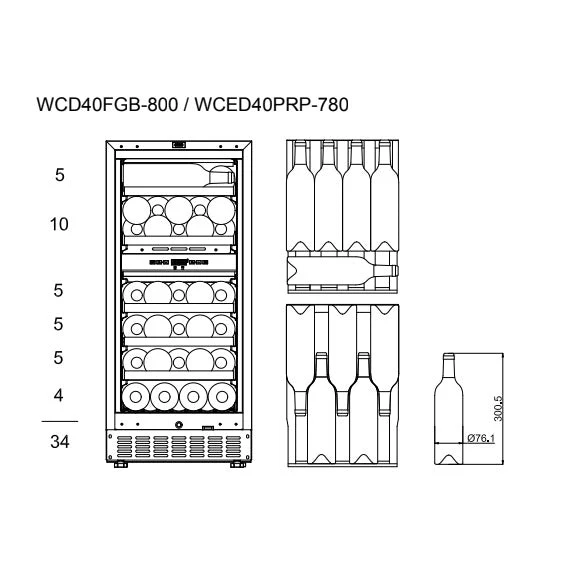Weinkühlschrank 34 Flaschen mQuvée WineCave 800 40D Fullglass Black