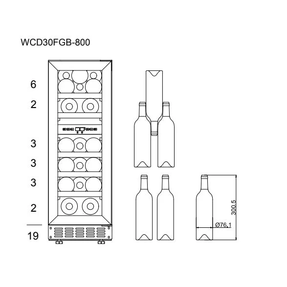 Weinkühlschrank 19 Flaschen mQuvée WineCave 800 30D Fullglass Black