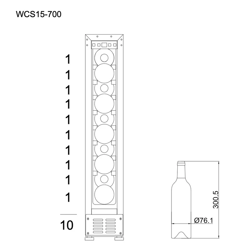 Weinkühlschrank 10 Flaschen mQuvée WineCave 700 15S Stainless