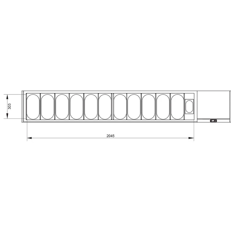 Profi Kühltisch mit Kühlaufsatzvitrine , 256 cm Breite, TP361/P9_SY249G/PP9