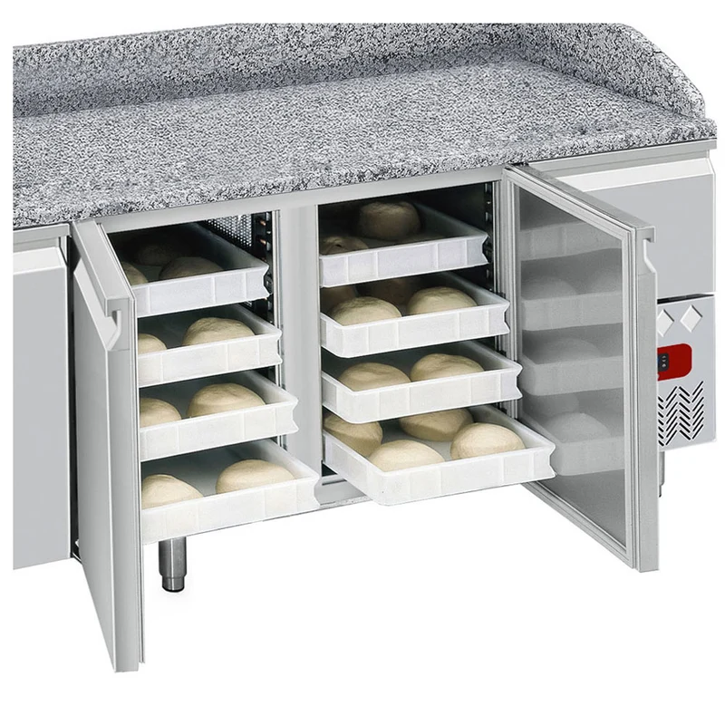 Profi-Kühltisch 3-türig mit Schubladen , Bäckernorm 600x400, TP361/P9